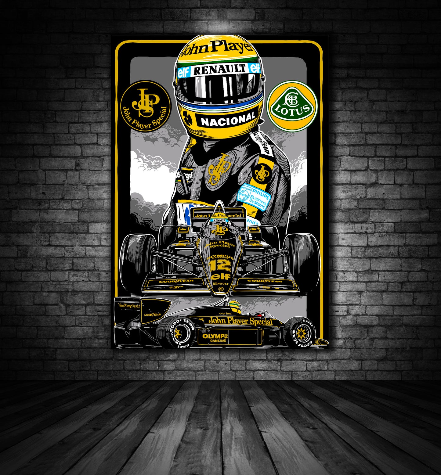 AYRTON SENNA JPS LOTUS TRIBUTE ILLUSTRATION PRINT