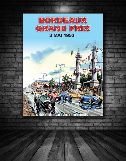 Bordeaux Grand Prix 1953 Vintage Poster