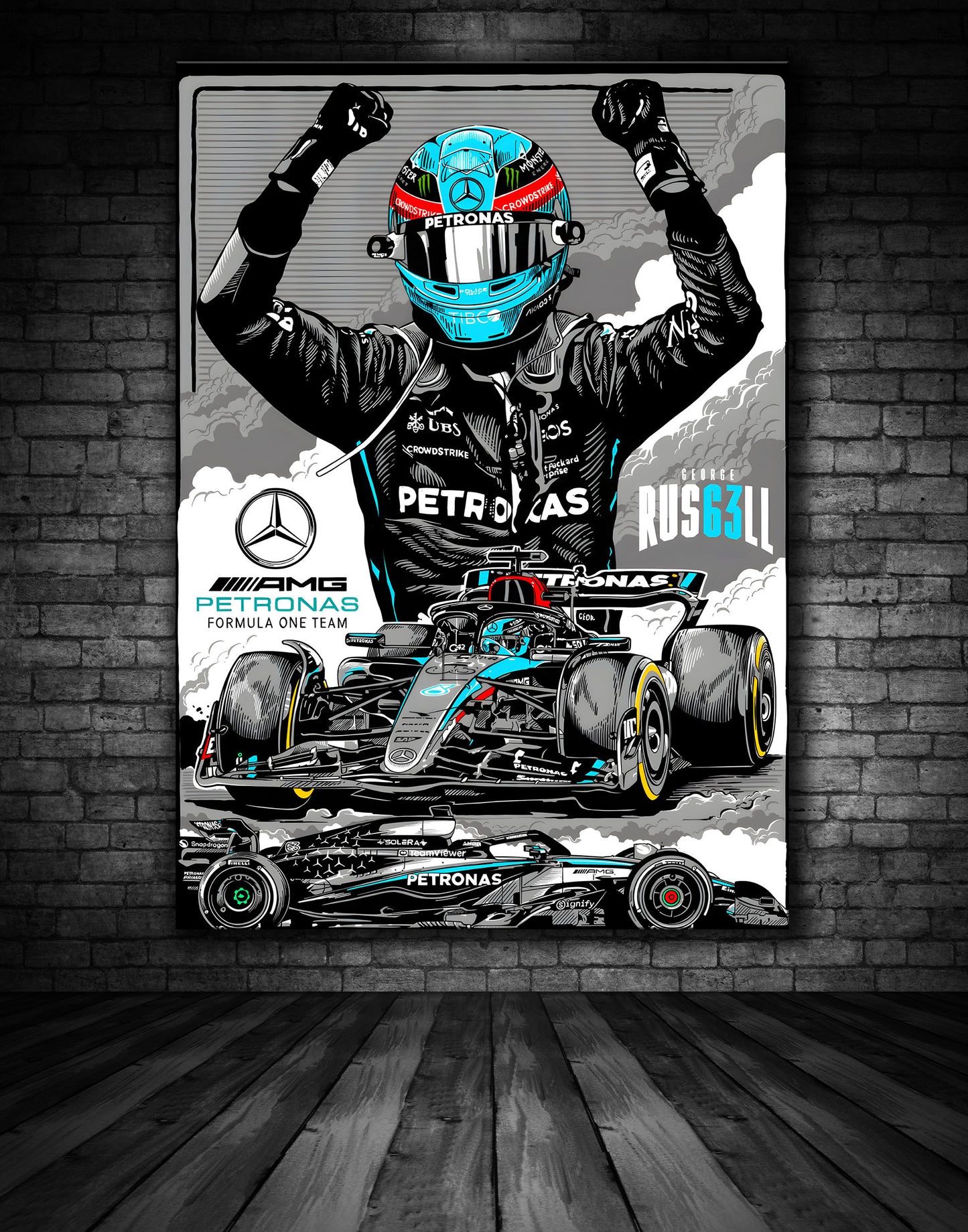 GEORGE RUSSELL AMG MERCEDES FI ILLUSTRATION PRINT