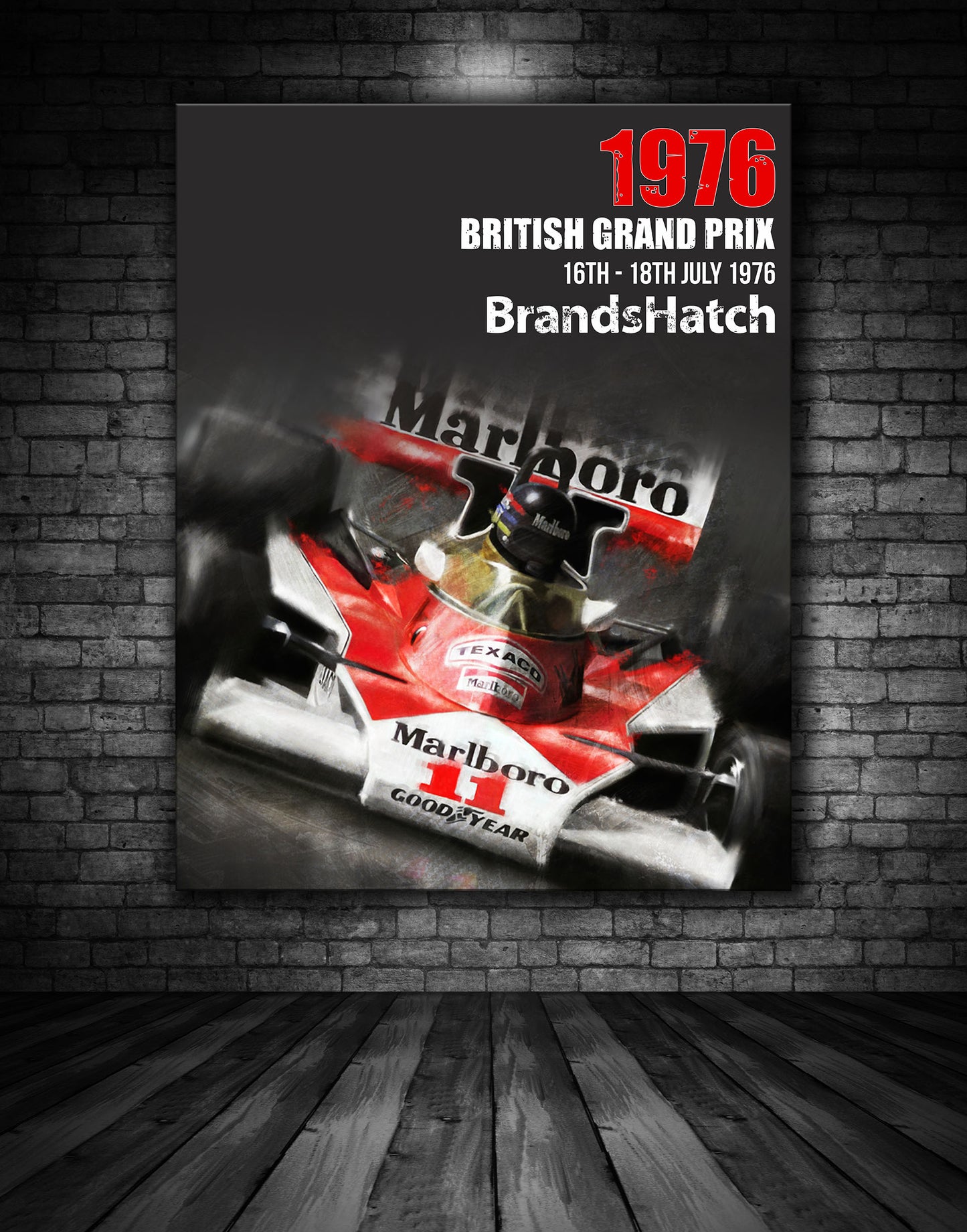 James Hunt British Grand Prix 1976 Vintage Poster