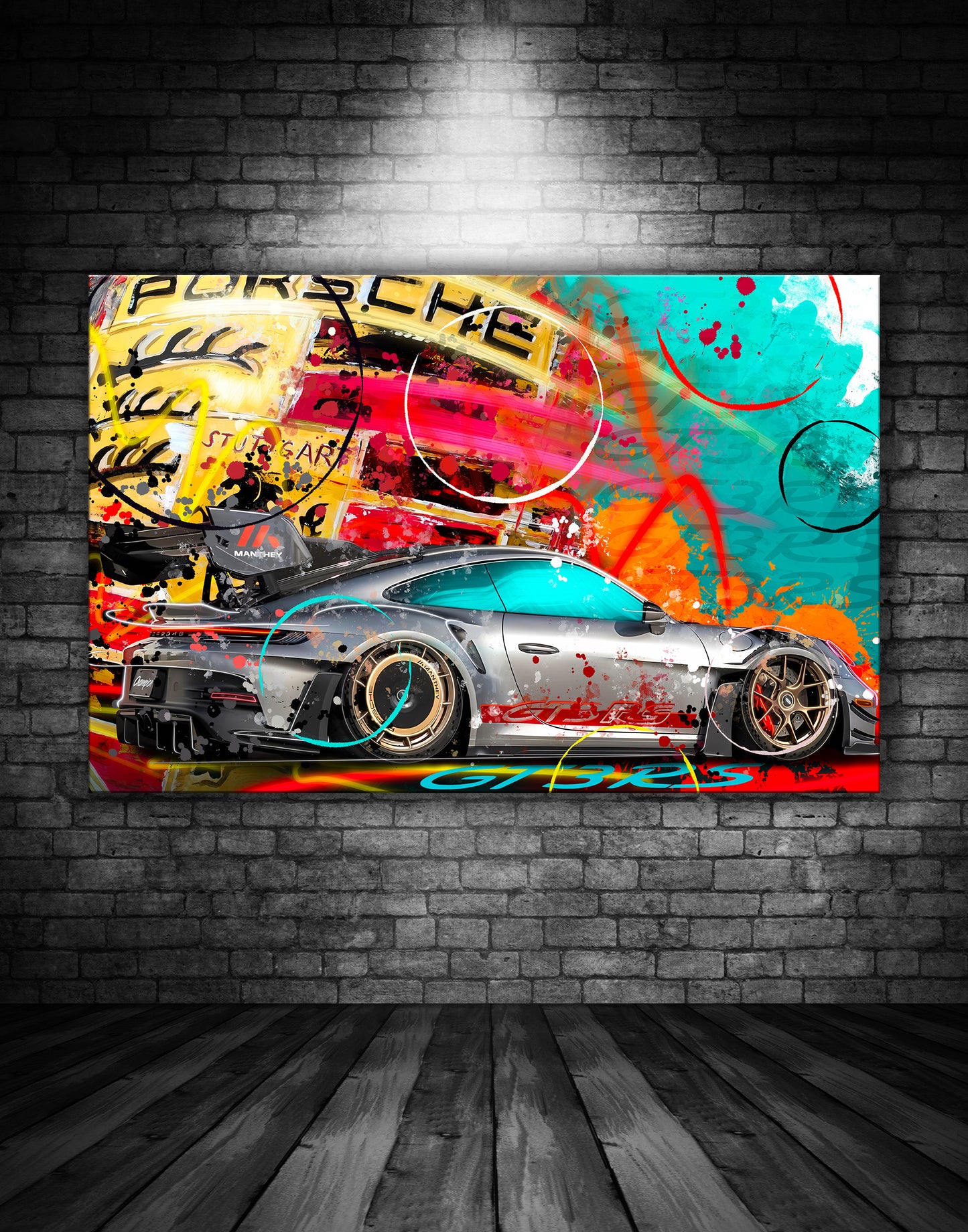 Porsche GT3 RS Silver Graffiti Painting