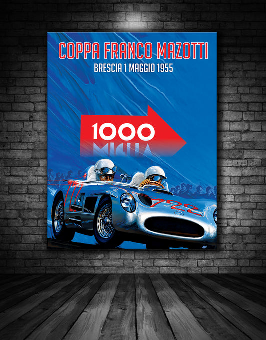 Stirling Moss Mille Miglia 1955 Vintage Poster
