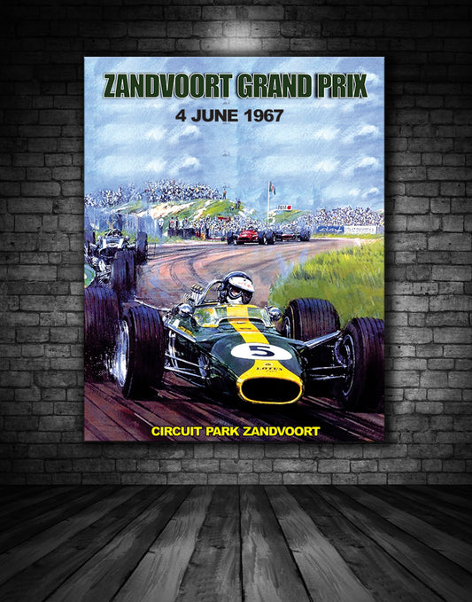 Zandvoort Grand Prix 1967 Jim Clark Lotus Vintage Poste
