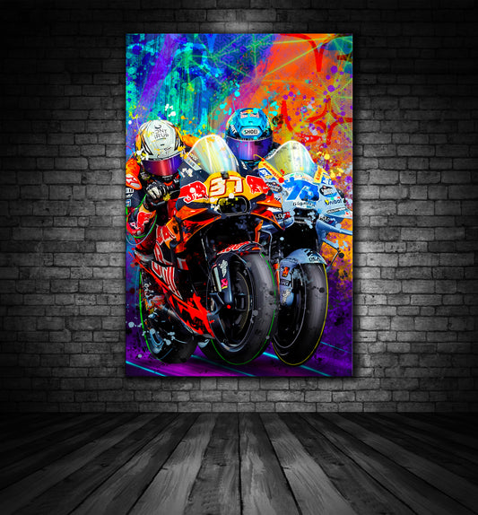 ALEX AND PEDRO BATTLE MOTO GP PAINTING