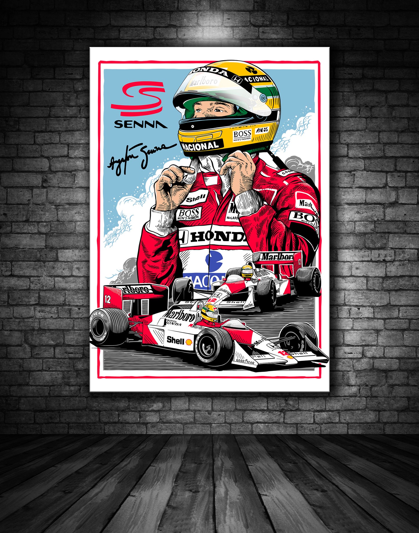 AYRTON SENNA MCLAREN TRIBUTE ILLUSTRATION PRINT