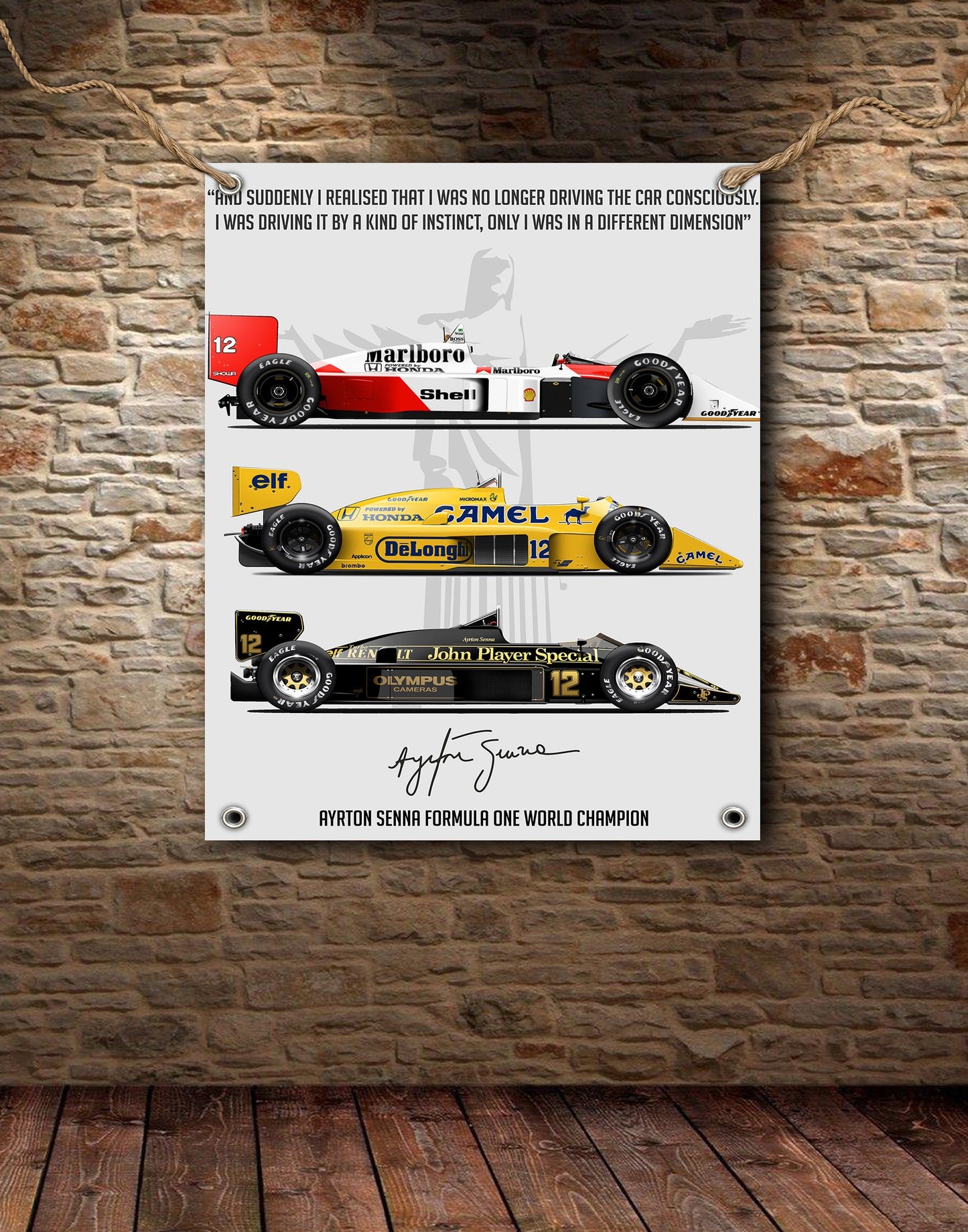 Ayrton Senna 3 Car Tribute Banner