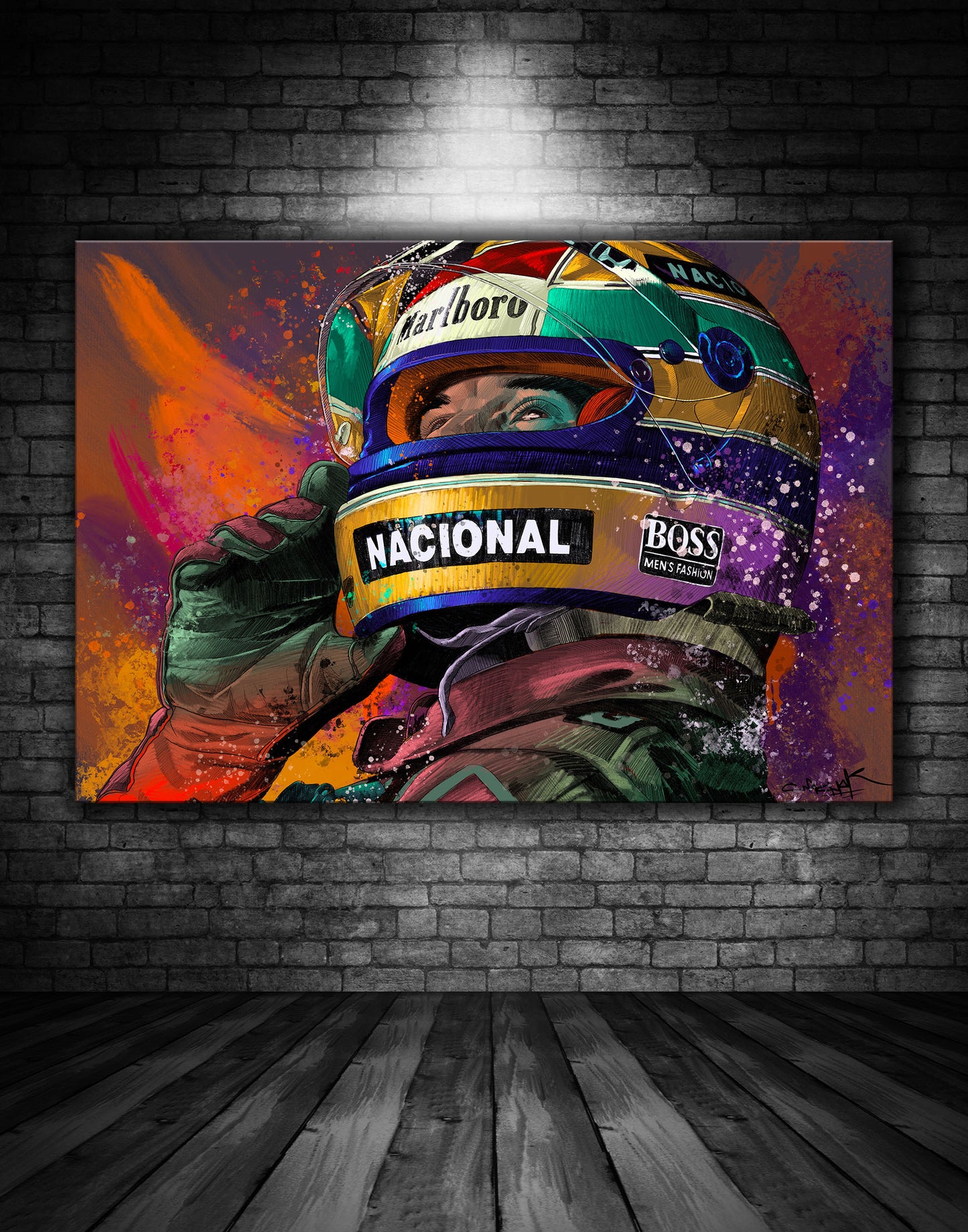 Ayrton Senna Nacional Helmet Graffiti Painting