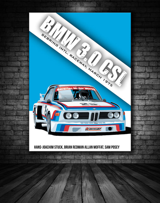 BMW 3.0 CSL Sebring 1975 Poster