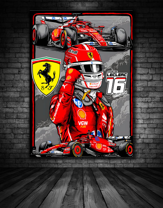 CHARLES LECLERC SCUDERIA FERRARI F1 ILLUSTRATION PRINT