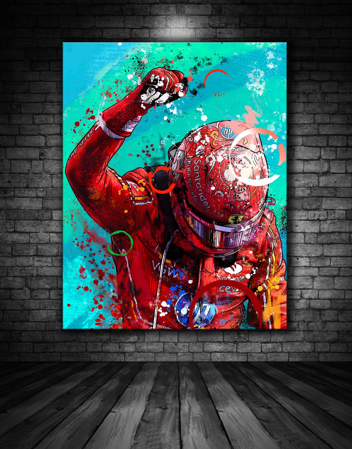 Carlos Sainz Ferrari Victory Celebration Graffiti Painting