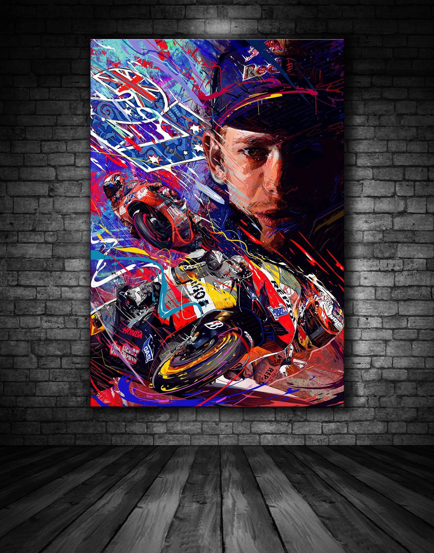 Casey Stoner Moto GP World Champion Graffiti Painting