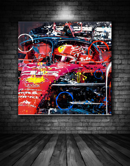 Charles LeClerc Ferrari Splash Art Graffiti Painting