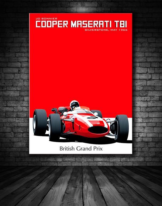 Cooper Maserati Jo Bonnier Silverstone 1966 British Grand Prix Poster