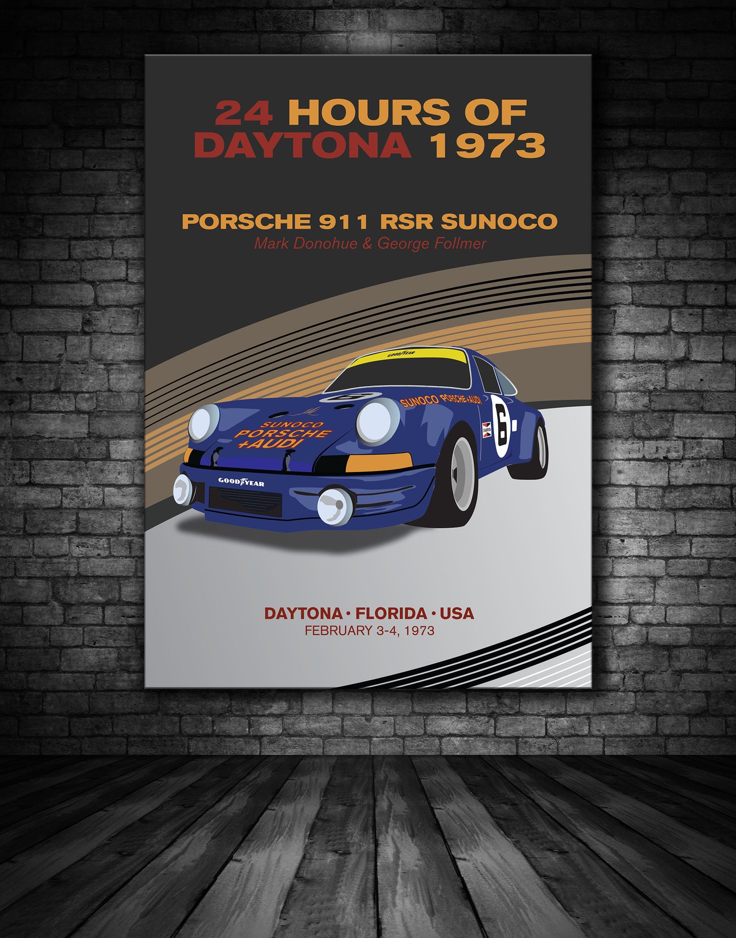 Daytona 1973  Sunoco Porsche Poster