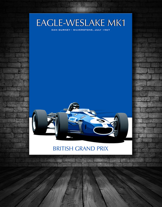 Eagle Weslake MK1 British Grand Prix Poster 1967