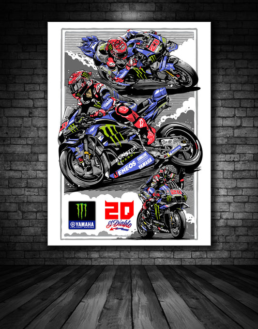 FABIO QUARTARARO MONSTER YAMAHA MOTO GP ILLUSTRATION PRINT