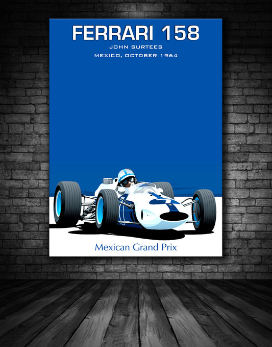 Ferrari 158 John Surtees Mexico Grand Prix 1964 Poster