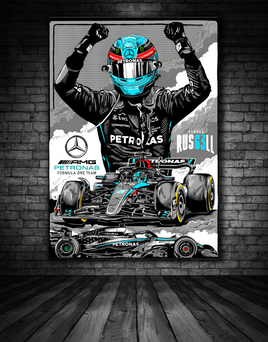 GEORGE RUSSELL AMG MERCEDES FI ILLUSTRATION PRINT