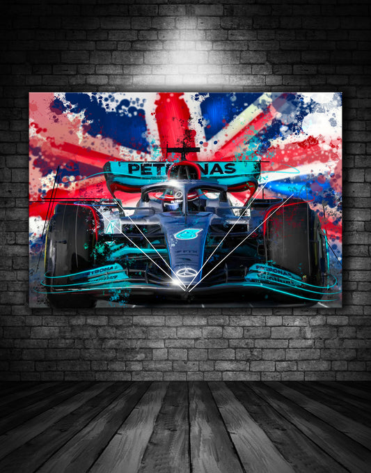 George Russell Union Mercedes Union Jack Graffiti Painting