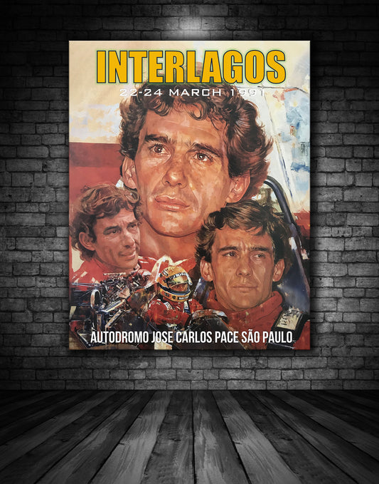 Interlagos Senna Tribute Vintage Poster