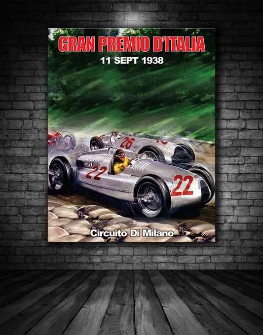 Italian Grand Prix 1938 Vintage Poster