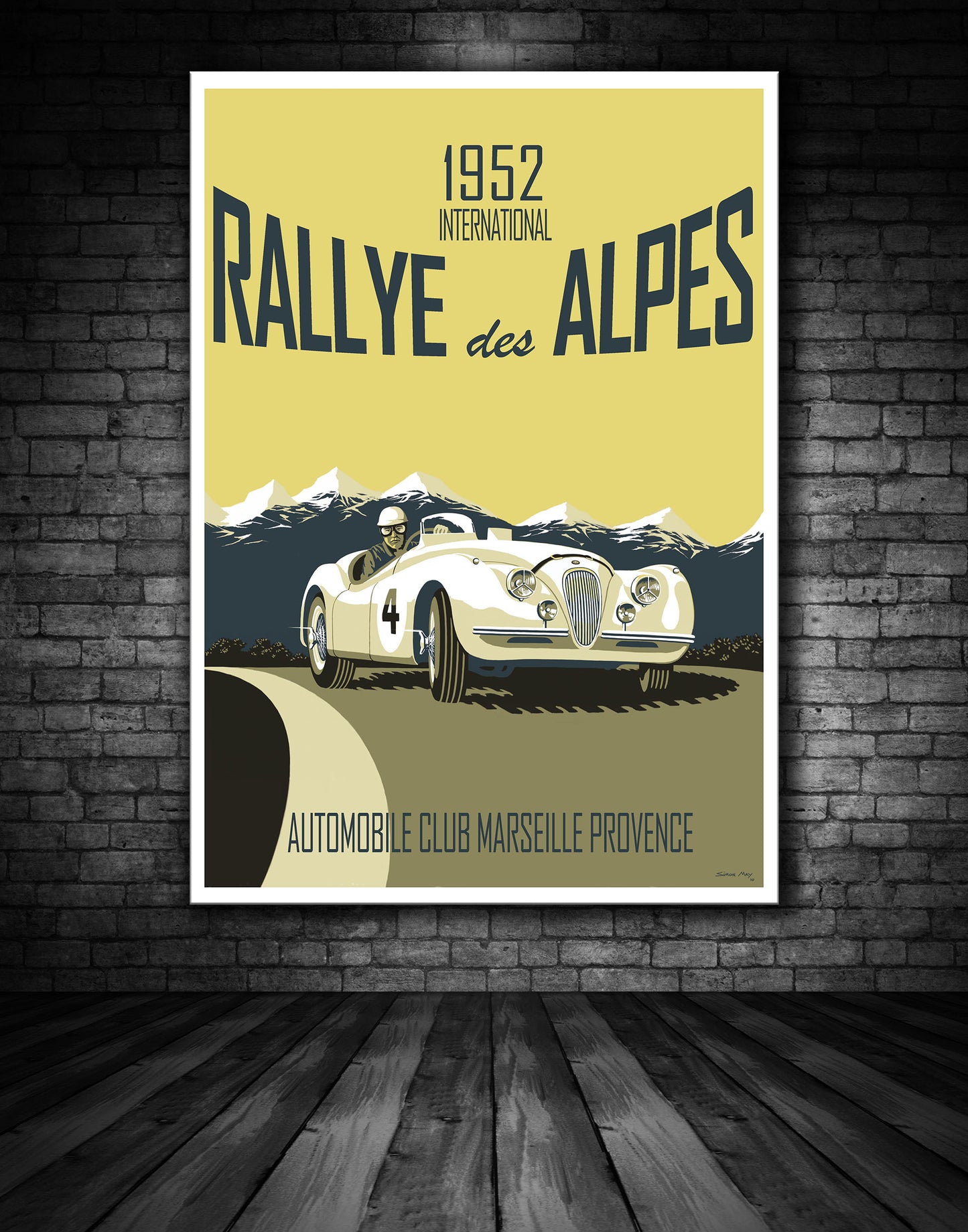 Jaguar XK120 poster Alpes Poster