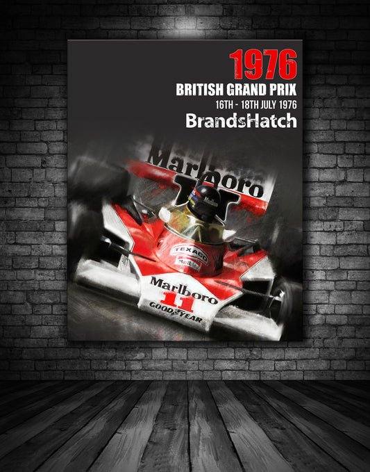 James Hunt British Grand Prix 1976 Vintage Poster