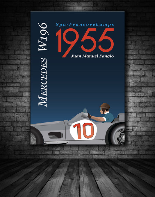 Juan Fangio Spa 1955 Grand Prix Poster