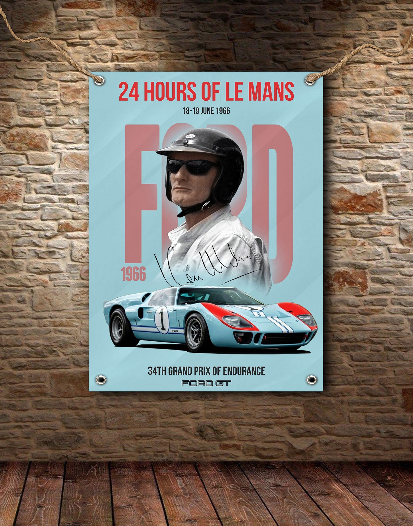 Ken Miles Ford GT 40 Garage - Workshop Banner