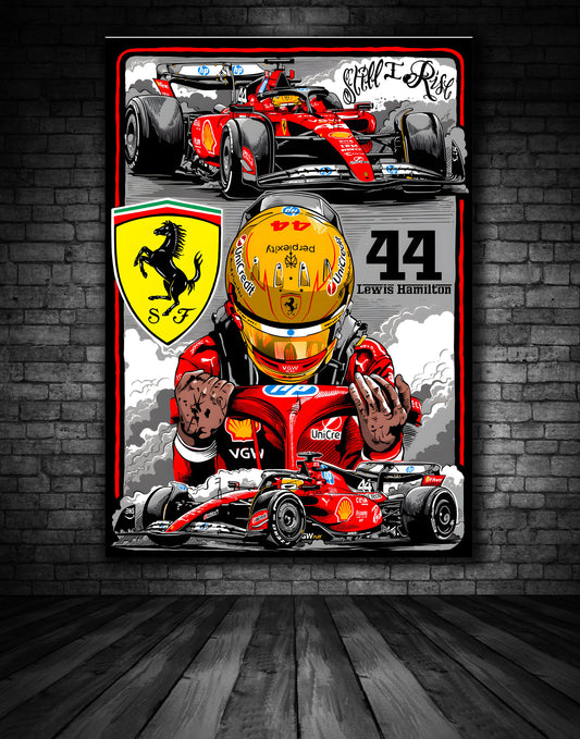 LEWIS HAMILTON SCUDERIA FERRARI FI ILLUSTRATION PRINT