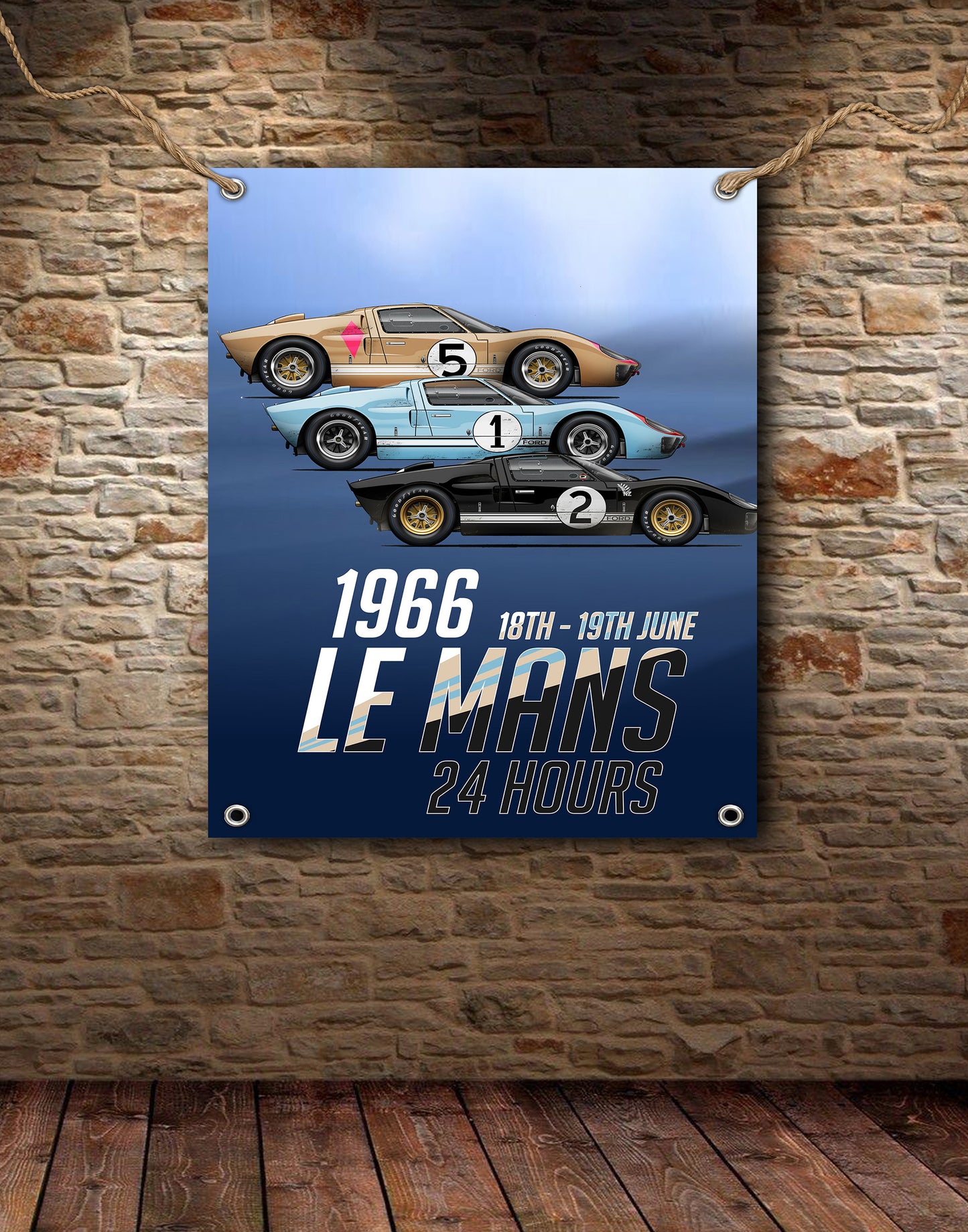 Le Mans 1966 GT 40 1-2-3 Banner