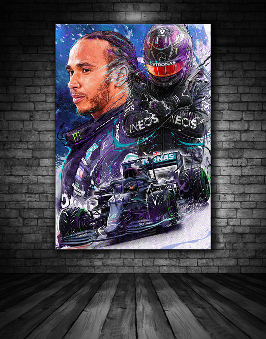 Lewis Hamilton Mercedes F1 Tribute Graffiti Painting