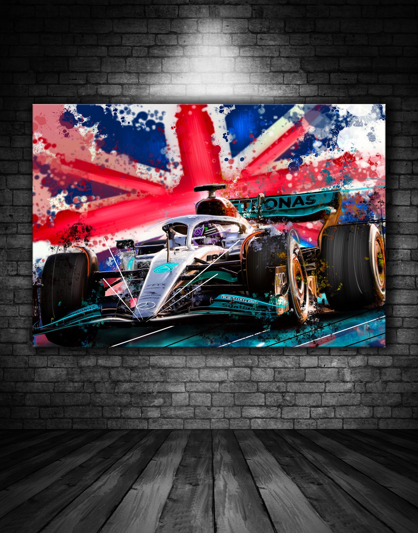 Lewis Hamilton Mercedes Union Jack F1 Graffiti Painting