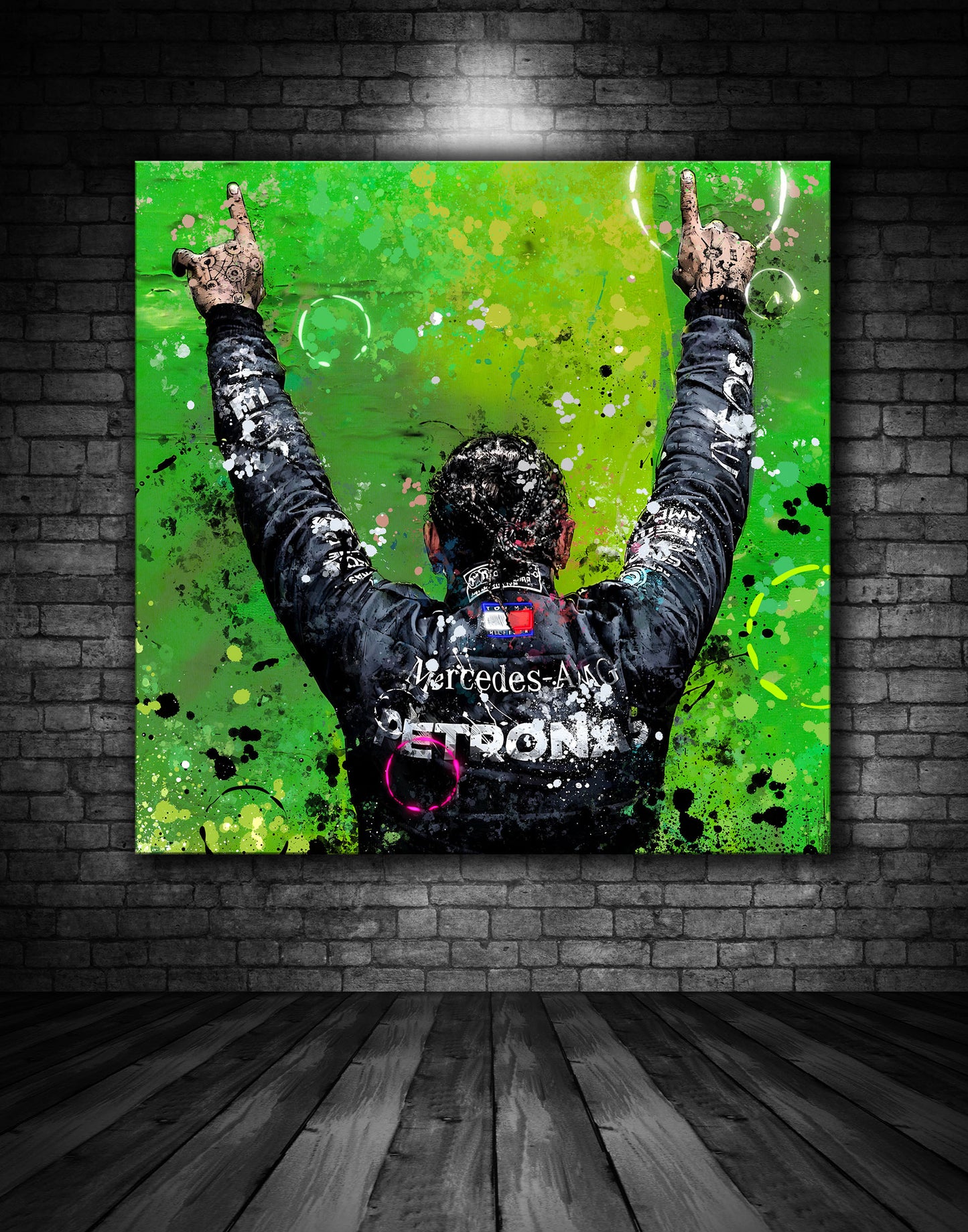 Lewis Hamilton Saluting Silverstone Graffiti Painting