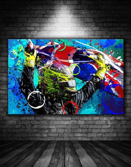 Lewis Hamilton Silverstone 2024 Victory Graffiti Painting