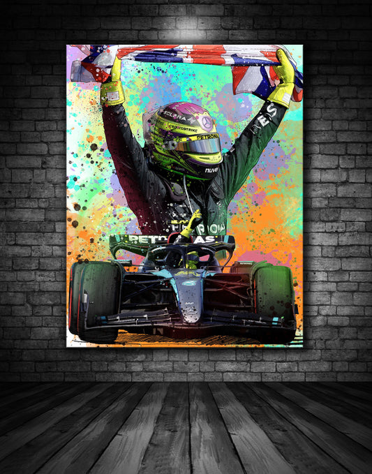 Lewis Hamilton Silverstone Victory 2024 Graffiti Painting