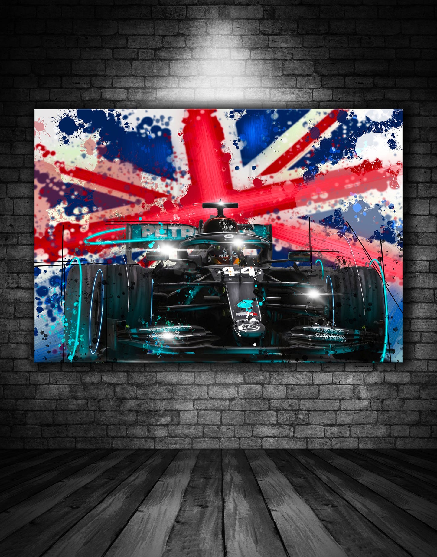 Lewis Hamilton Union Jack Mercedes F1 Graffiti Painting