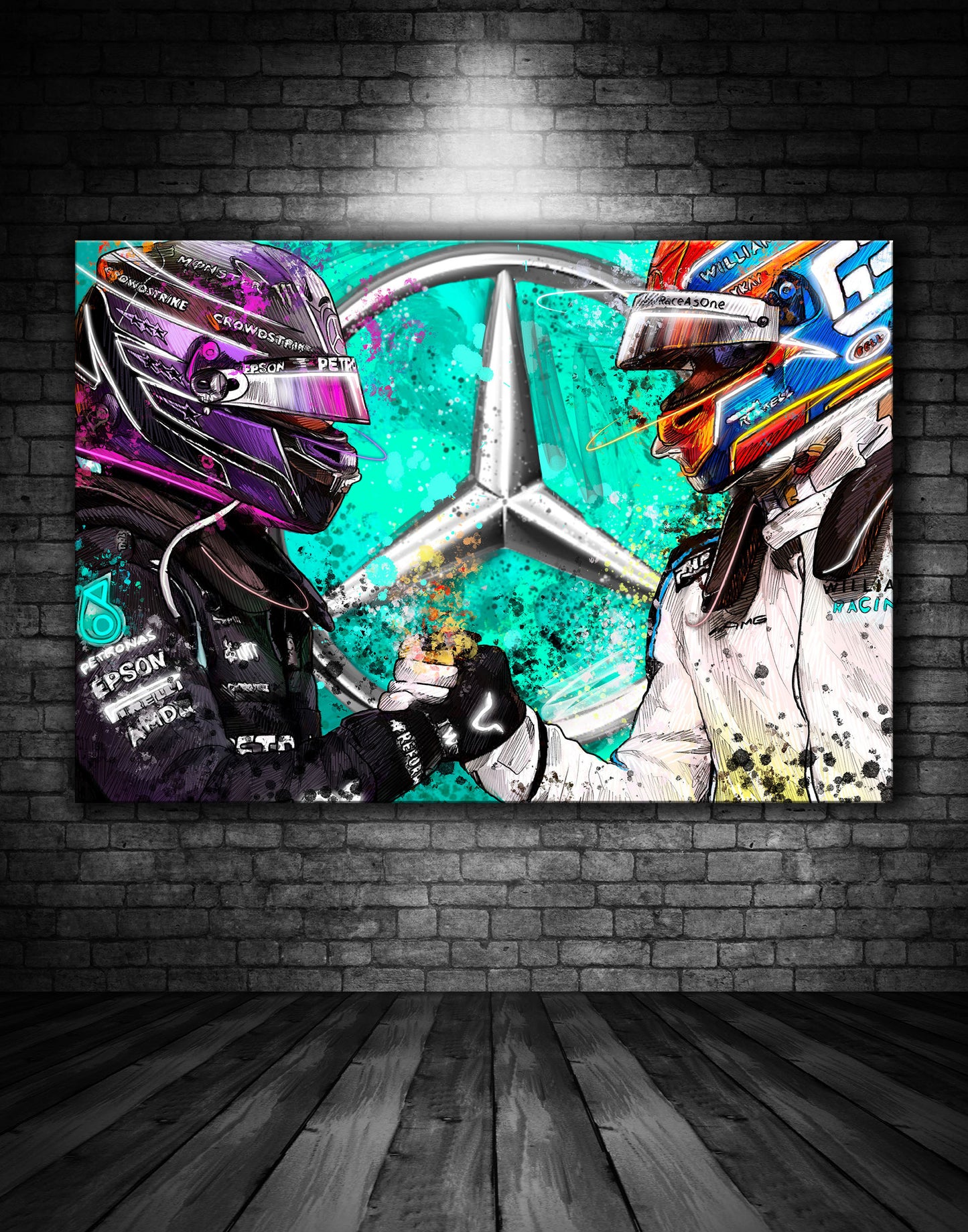 Lewis Hamilton Welcomes George Russell Graffiti Painting