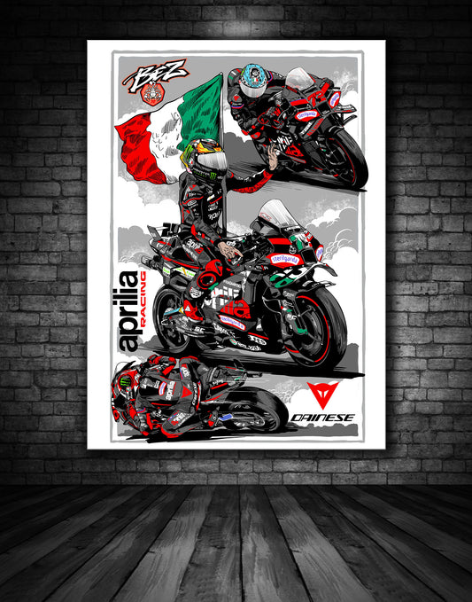 MARCO BEZZECCHIO APRILIA MOTO GP ILLUSTRATION PRINT