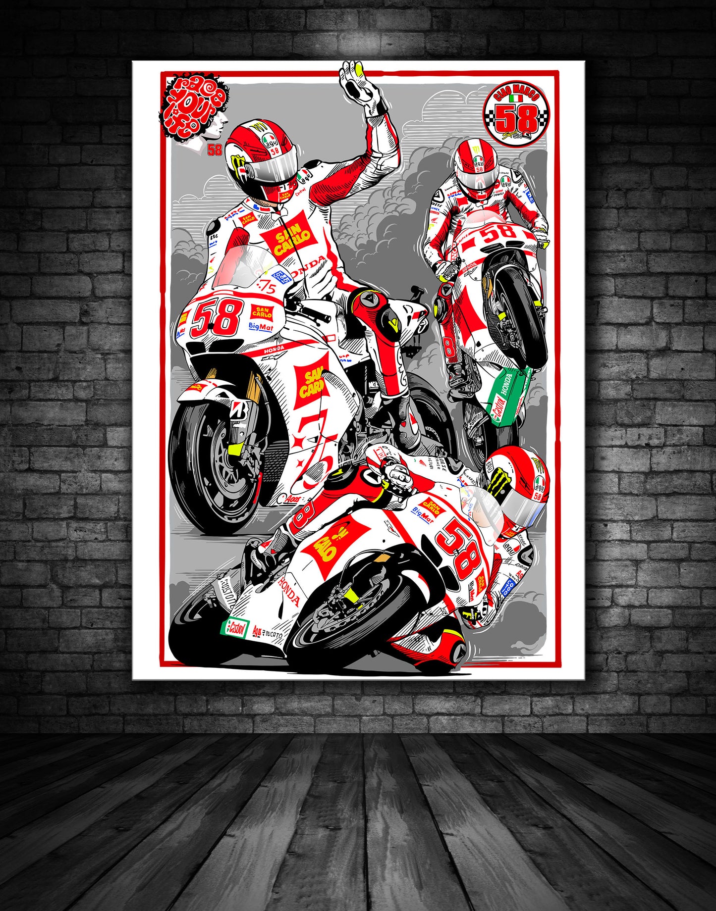 MARCO SIMONCELLI MOTO GP ILLUSTRATION PRINT
