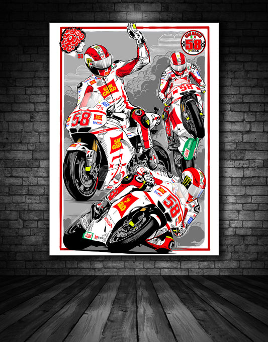 MARCO SIMONCELLI MOTO GP ILLUSTRATION PRINT