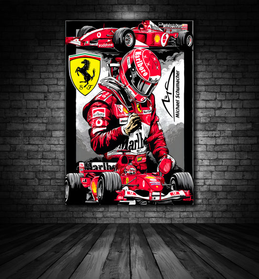MICHAEL SCHUMACHER FERRARI TRIBUTE ILLUSTRATION PRINT