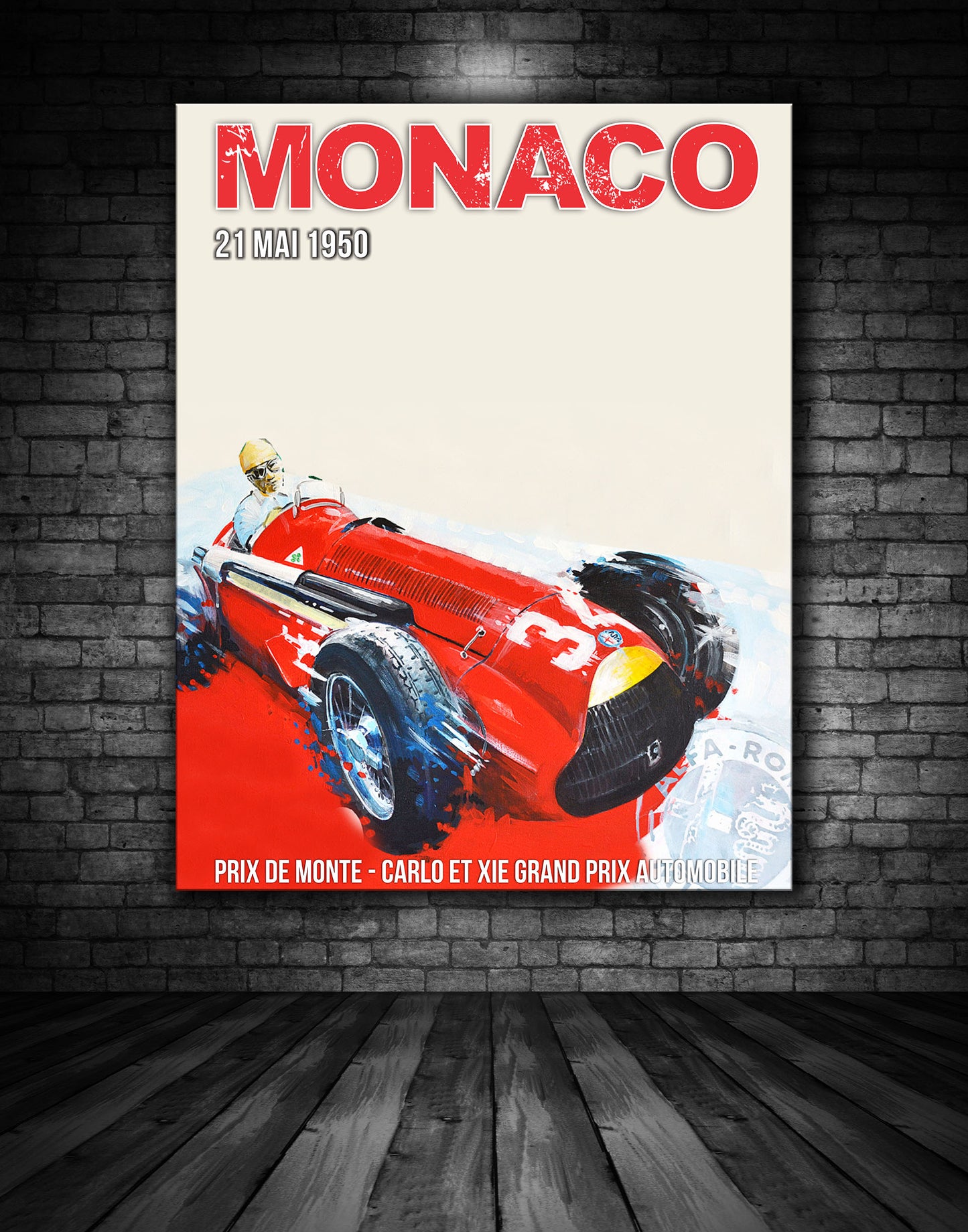 Monaco 1950 Alfa Romeo Vintage Poster