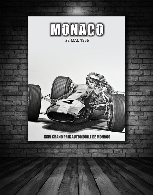 Monaco 1966 Jim ClarkLotus Vintage Poster