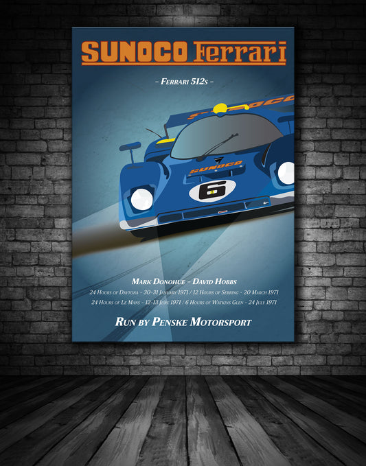 Penske Sunoco Ferrari 512 Poster