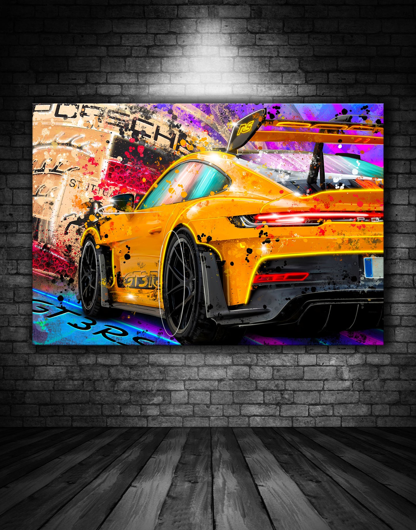 Porsche GT3 RS Yellow Graffiti Painting