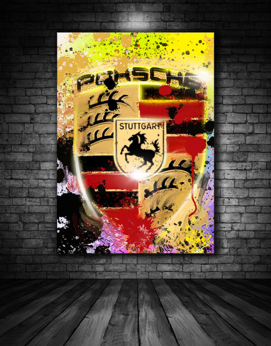 Porsche Splash Art Graffiti Painting