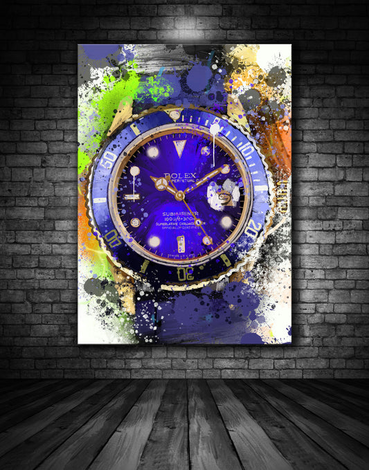 Rolex Submariner Blue Graffiti Painting