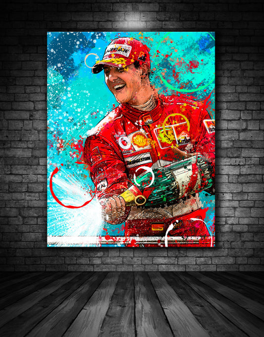 Schumacher Ferrari Victory Graffiti Painting