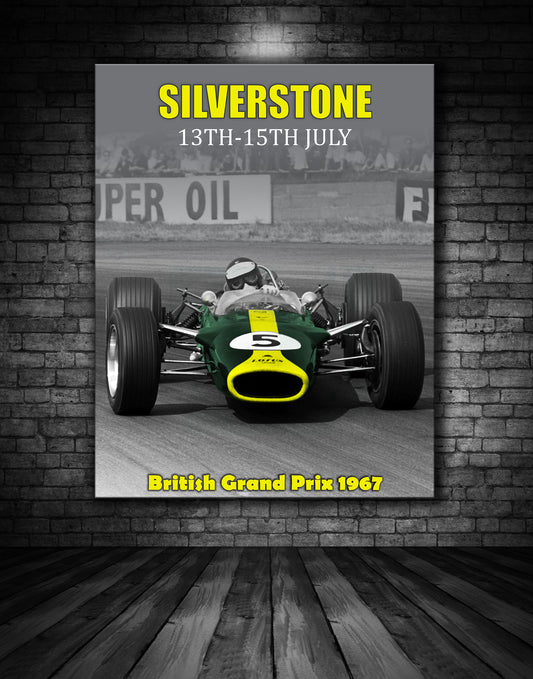 Silverstone British Grand Prix 1967 Vintage Poster